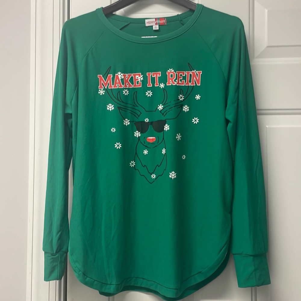 Christmas “Make It Rein” long sleeve shirt, women’s XL